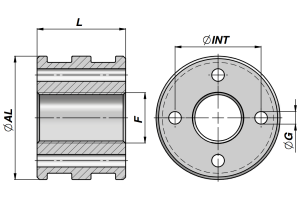 Tłok M250 CTT, Średnica tłoka: 30 mm, ØI-F - Średnica wewnętrzna tłoka: 20 mm