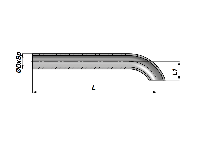 Rura łącząca stalowa CETS, Rozmiar rury: 10x1,5, Długość rury: 300 mm